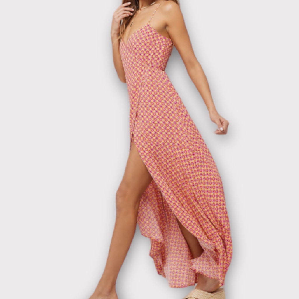 L*Space Women’s Junie Dress Large Wrap Maxi High Low Hem Surplice Flowy Nwt